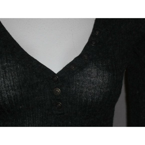 Planet Funk Women's V-Neck Sweater Heather Black Gray Small - Picture 2 of 7